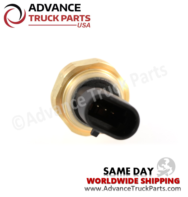 Advance Truck Parts USA branded studio close-up view displaying the internal 3-pin electrical connector terminals of the oil pressure sensor