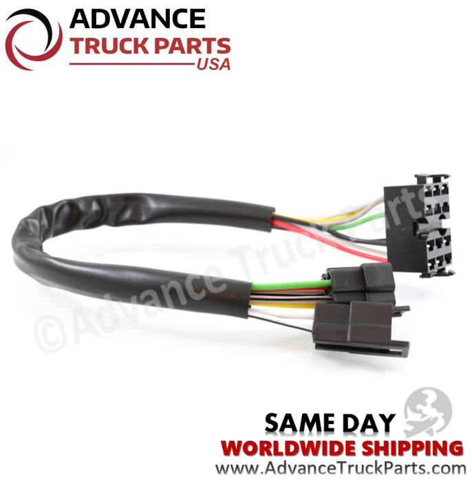 Advance Truck Parts USA turn signal switch harness showing a horizontal studio view of the protective wire sleeve and terminal connectors 
