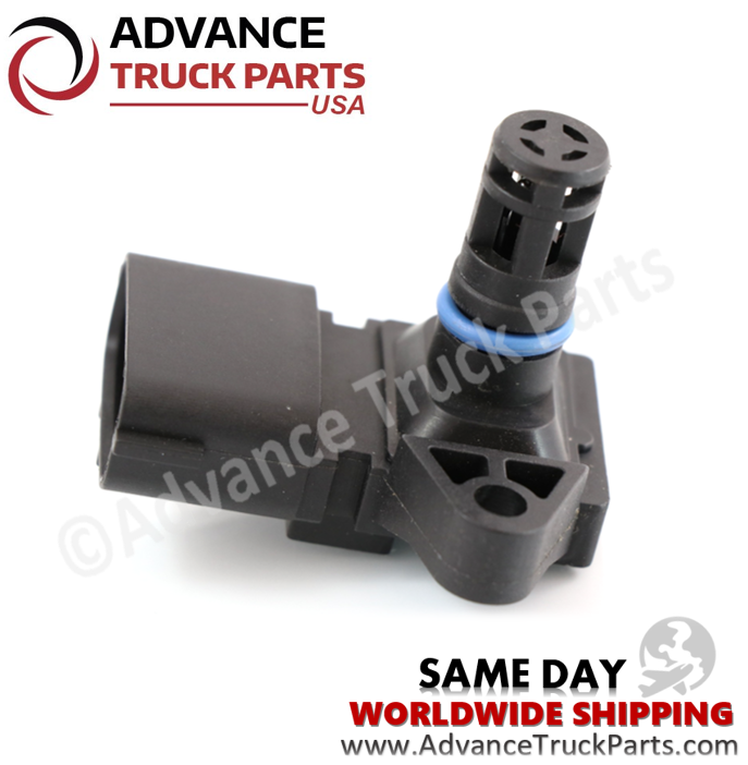 Advance Truck Parts USA studio full assembly view of the air pressure temperature sensor built for 2007-2015 Cummins engine models