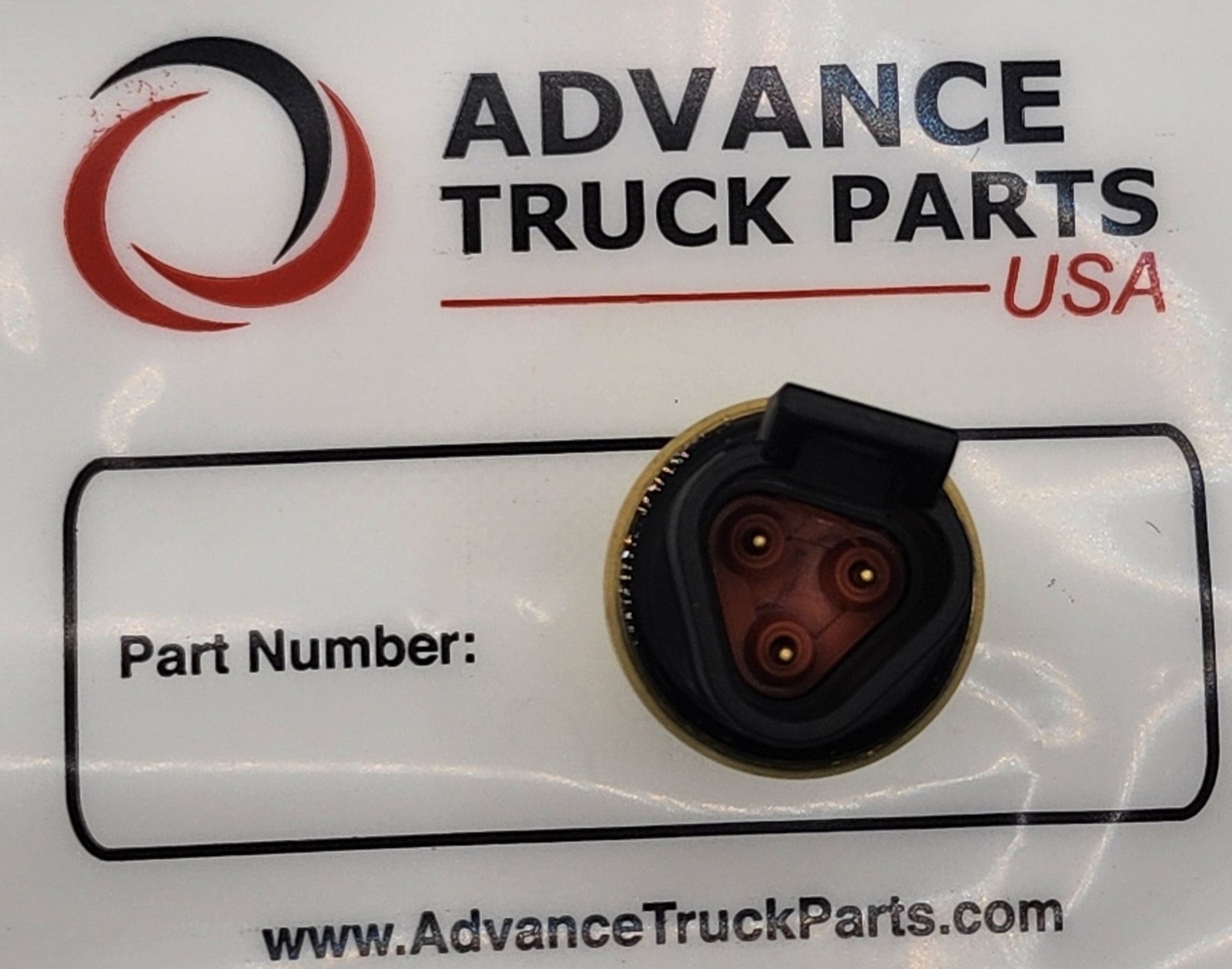 Advance Truck Parts USA Caterpillar pressure sensor displaying a top-down view of the 3-pin connector layout 