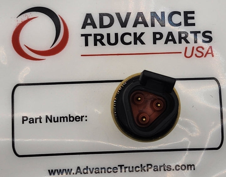 Advance Truck Parts USA Caterpillar pressure sensor displaying a top-down view of the 3-pin connector layout 