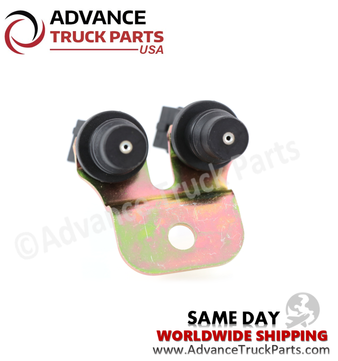 Advance Truck Parts USA Caterpillar speed sensor group showing an angled studio perspective of the assembly on a branded background
