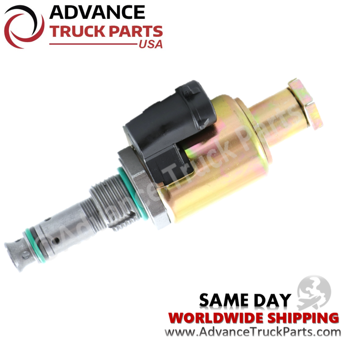 Advance Truck Parts USA Caterpillar injection pressure regulator valve displaying an angled studio view of the electrical connector plug and valve stem