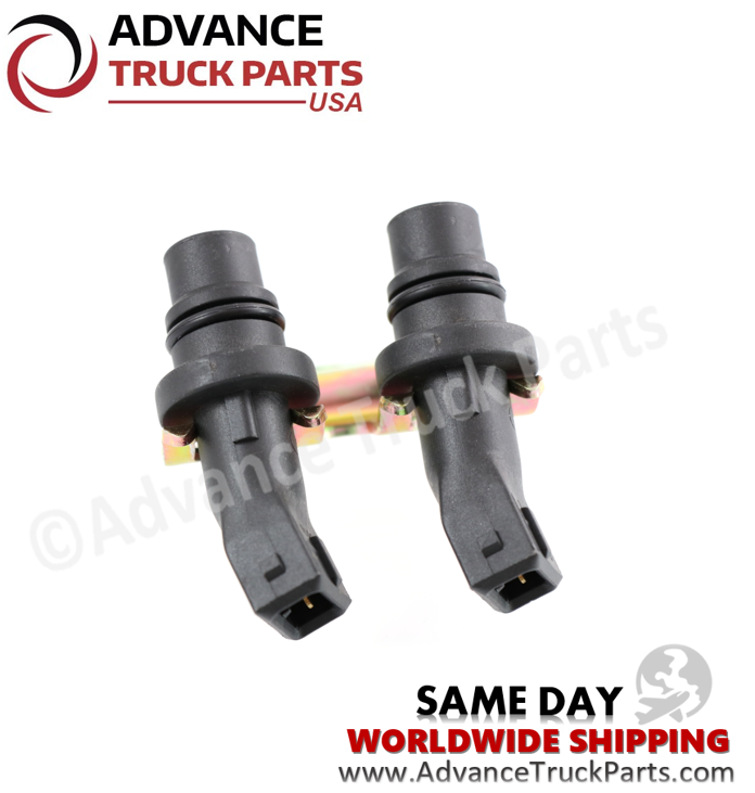 Advance Truck Parts USA Caterpillar speed sensor group displaying a side-profile studio view of the electrical connector pins on a branded background
