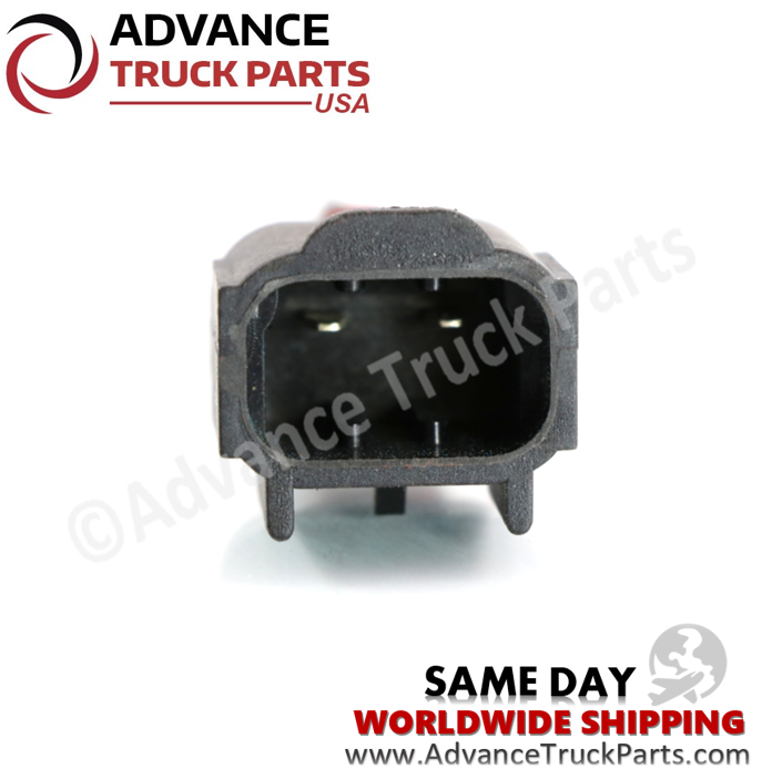 Advance Truck Parts USA branded studio close-up view highlighting the connector pins and housing interior of the coolant level sensor