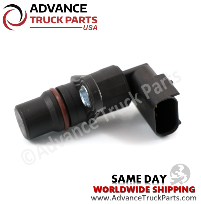 Advance Truck Parts USA Cummins crankshaft position sensor showing an angled studio perspective of the complete unit on a branded background
