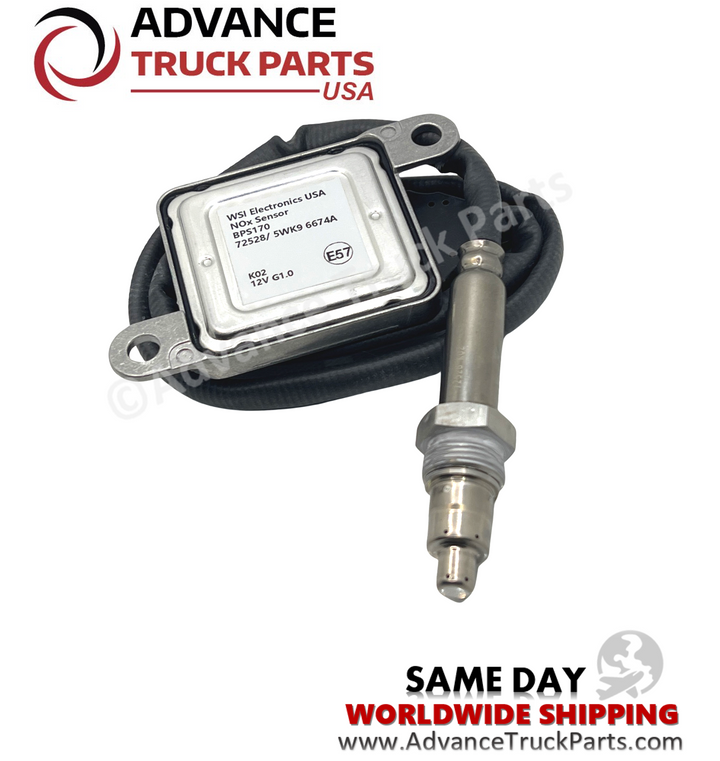 Advance Truck Parts USA Cummins nitrogen oxide sensor displaying a studio view of the back panel label on the electronic control module