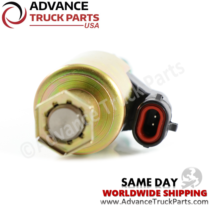 Advance Truck Parts USA Caterpillar injection pressure regulator valve highlighting a macro perspective of the 2-pin electrical connector socket and terminal pins