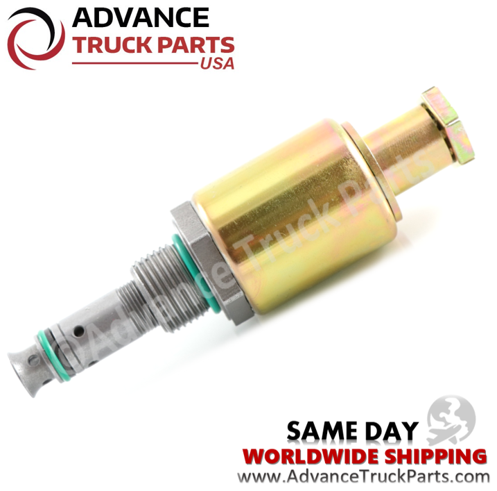 Advance Truck Parts USA Caterpillar injection pressure regulator valve showing a clean side profile of the threaded body and sealing rings