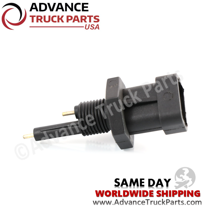 Advance Truck Parts USA Mack radiator water level probe showing an angled studio view of the threaded body and extension pins on a branded background