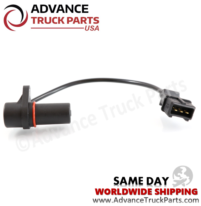 Advance Truck Parts USA Volvo Mack bell housing speed sensor displaying a close-up studio view of the O-ring seal and mounting tab layout