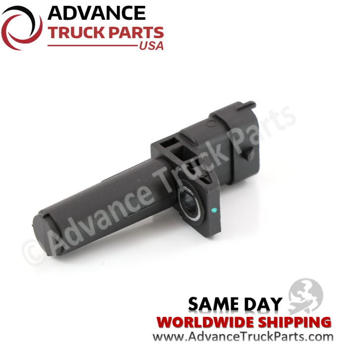 Advance Truck Parts USA Mercedes crankshaft position sensor displaying an angled studio view of the cylindrical probe and mounting flange on a branded background
