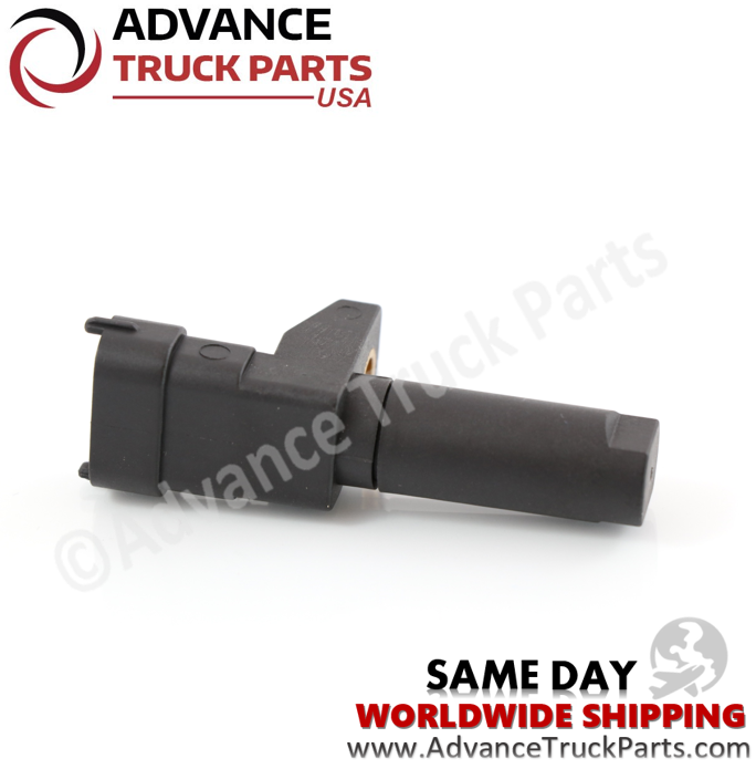 Advance Truck Parts USA Mercedes crankshaft position sensor displaying a horizontal side profile studio perspective of the sensor barrel on a branded background