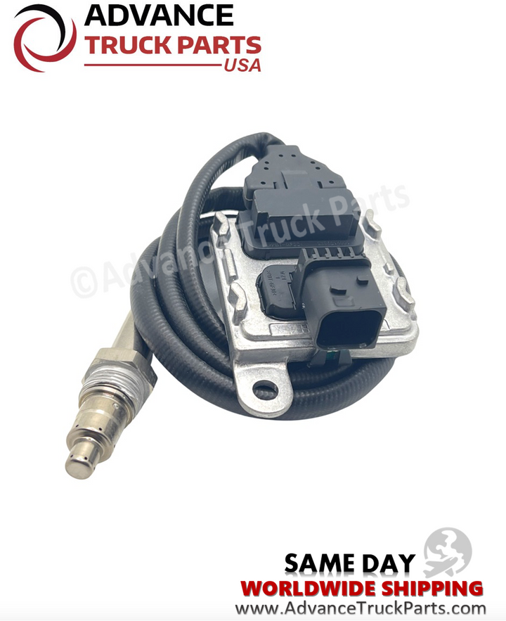 Advance Truck Parts USA nitrogen oxide sensor showing a studio angle of the coiled wiring harness and sensor tip