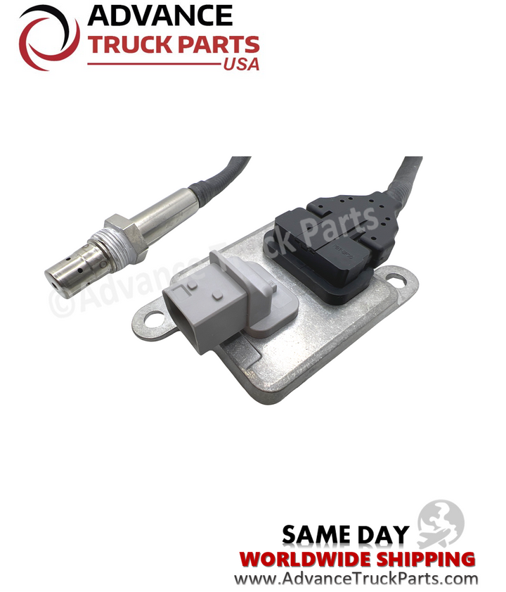 Advance Truck Parts USA outlet nitrogen oxide sensor showing a close-up studio view focusing on the connector port and wiring harness 