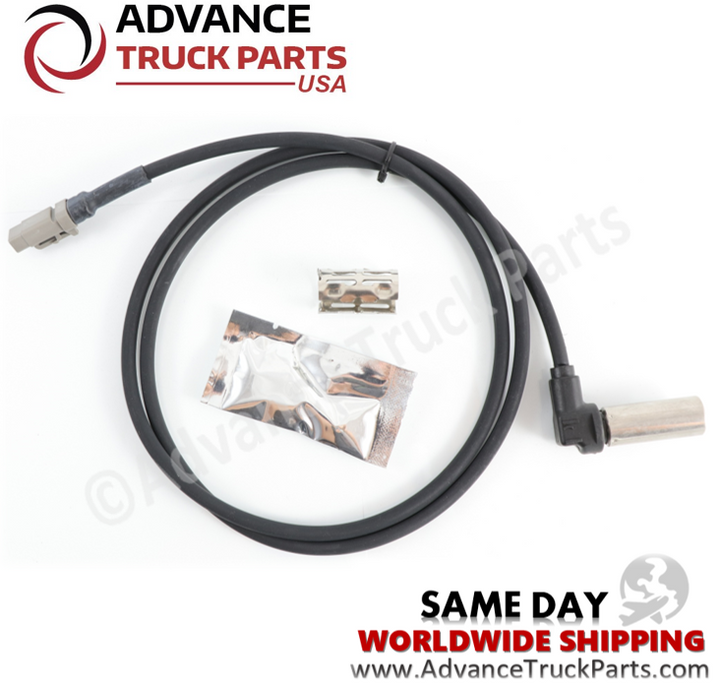 Advance Truck Parts USA right angle ABS sensor kit displaying an overhead studio view of the complete kit components