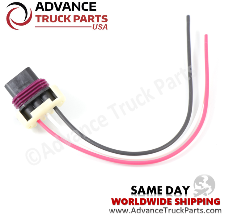 Advance Truck Parts W094112 3-pin pigtail harness studio profile showing the wires and sealed connector housing