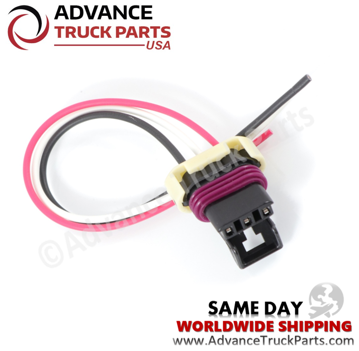 Advance Truck Parts USA branded studio view showcasing the 3-pin pigtail connector with multi-colored wire leads