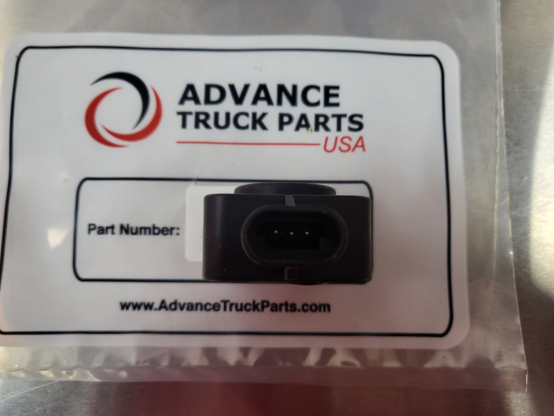 Advance Truck Parts USA Close-up of the 3-pin blade terminal connector on the packaged ATP 550389 throttle sensor