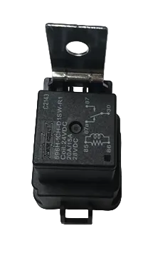 Advance Truck Parts USA branded studio top view highlighting the printed wiring schematic, manufacturer details, and 24VDC specifications on the relay casing