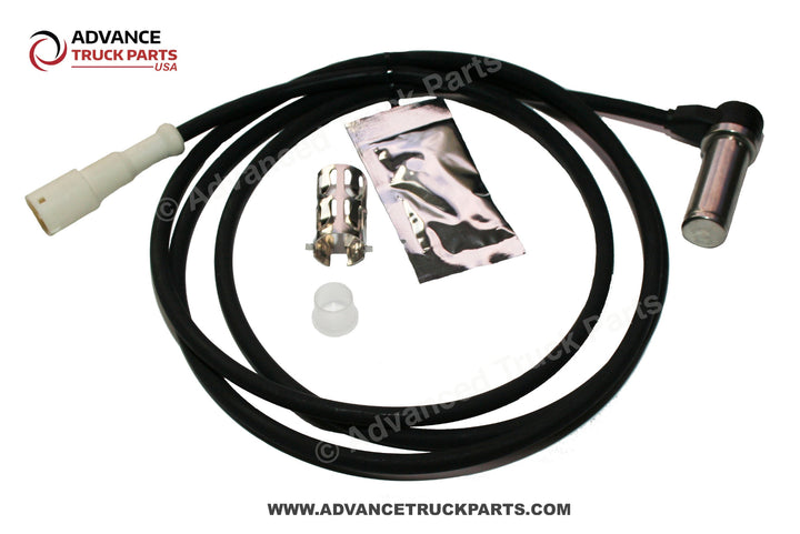 Advance Truck Parts USA comprehensive top-down view displaying the full length wire loop, sensor tip, bushing spacer, metal spring clip, and grease pouch
