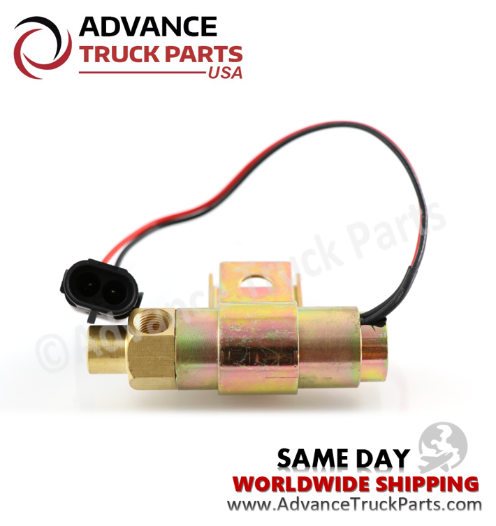 Advance Truck Parts USA branded studio view showcasing the air conditioner solenoid valve assembly with integrated diode and wiring connector