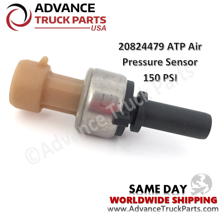 Advance Truck Parts USA side profile perspective showing the alignment tab on the tan connector shroud, metal sealing ring, and probe tip length
