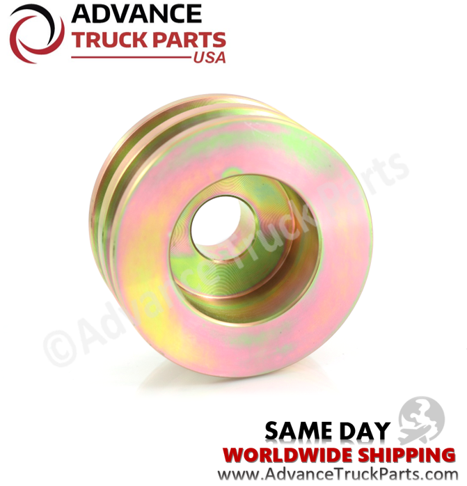 Advance Truck Parts USA standard alternator pulley displaying an angled studio view of the machined metal surface