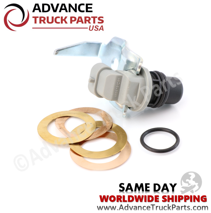 Advance Truck Parts USA branded studio angled view of the camshaft position sensor and installation shims