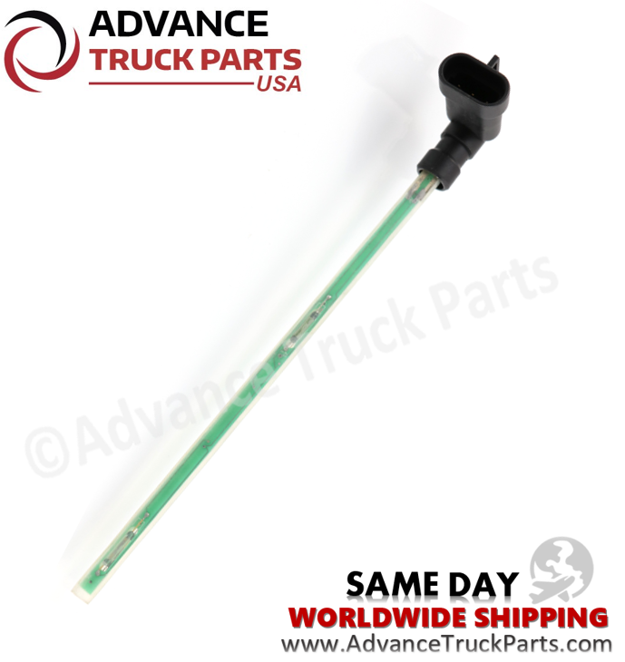 Advance Truck Parts replacement coolant level sensor showcasing an angled studio perspective of the probe body and connector on a branded background