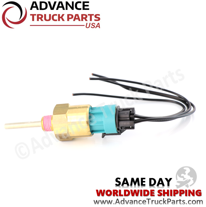 Advance Truck Parts USA branded studio full assembly view of the coolant level sensor with the pigtail harness fully connected