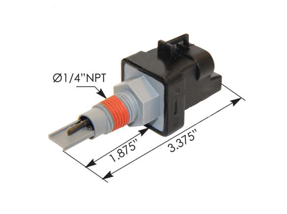Advance Truck Parts USA coolant level sensor dimensions diagram showing 1/4 inch NPT thread and overall length
