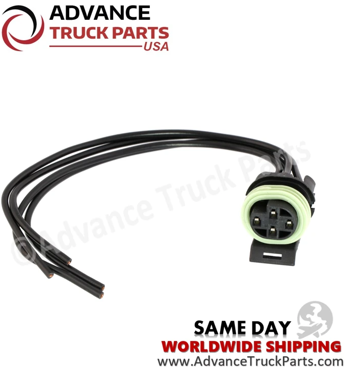 Advance Truck Parts USA branded studio view showing the extended wire leads and terminal housing of the pigtail connector