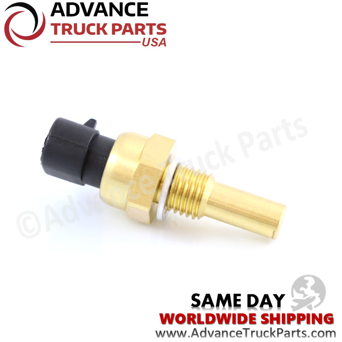 Advance Truck Parts USA angled product view showing the threaded sealing washer positioned near the brass installation boss and sensor probe tip