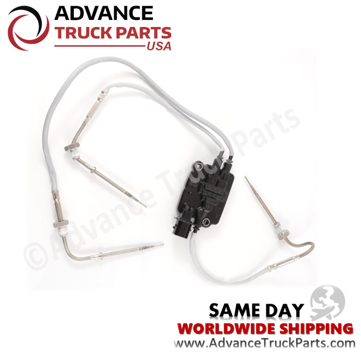 Advance Truck Parts USA branded studio view showcasing the heavy-duty DPF temperature sensor assembly for Cummins engines