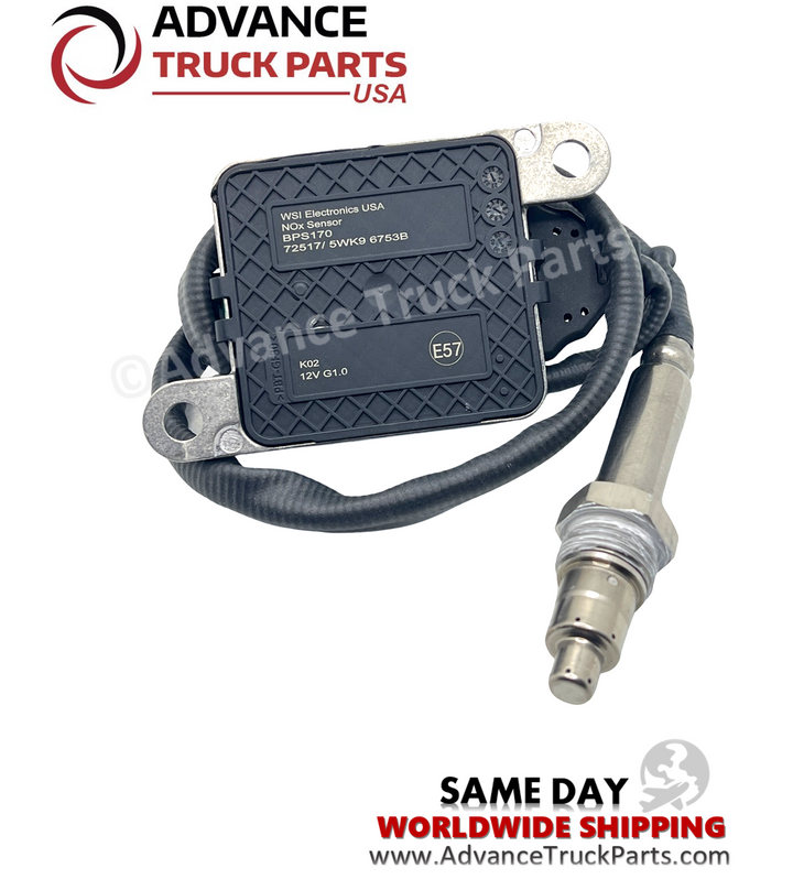 Advance Truck Parts USA Cummins nitrogen oxide sensor displaying the label details on the back side of the electronic control module housing