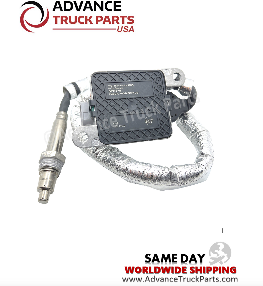 Advance Truck Parts USA Cummins nitrogen oxide sensor showing the rear label details on the electronic control module housing