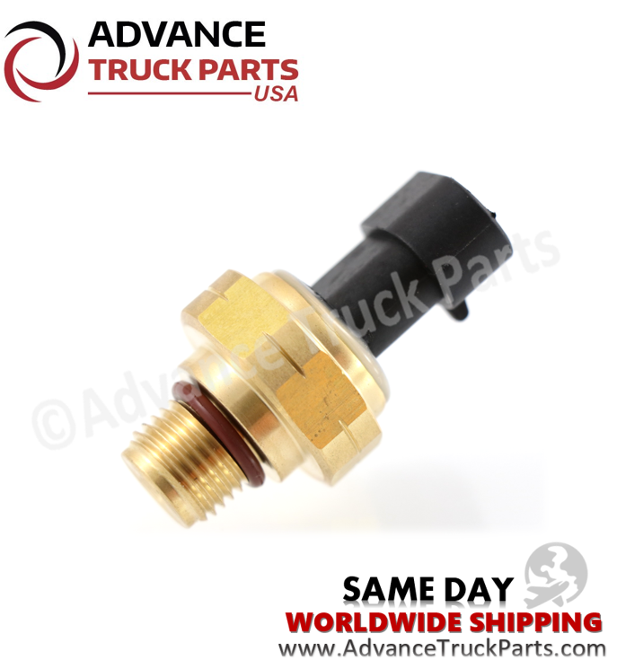 Advance Truck Parts USA branded studio alternative angled profile view showcasing the complete body and threaded base of the oil pressure sensor