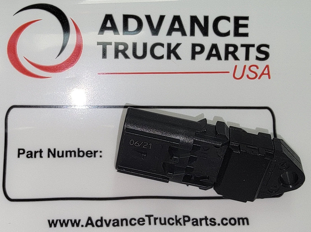 Genuine Cummins pressure switch displaying a top-down view of the black housing resting on an official product card background