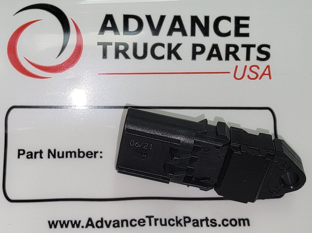 Genuine Cummins pressure switch displaying a top-down view of the black housing resting on an official product card background