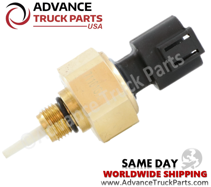 Advance Truck Parts USA branded studio view showcasing the brass fitting, threads, and ceramic temperature tip of the Cummins sensor