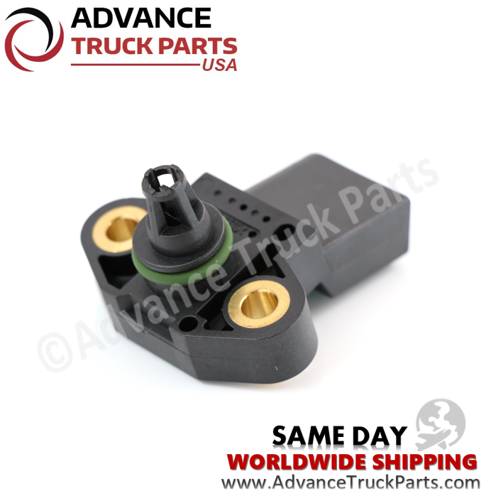 Advance Truck Parts USA branded studio top right side perspective of the heavy-duty turbocharger boost pressure sensor for Detroit Diesel and Mercedes Benz