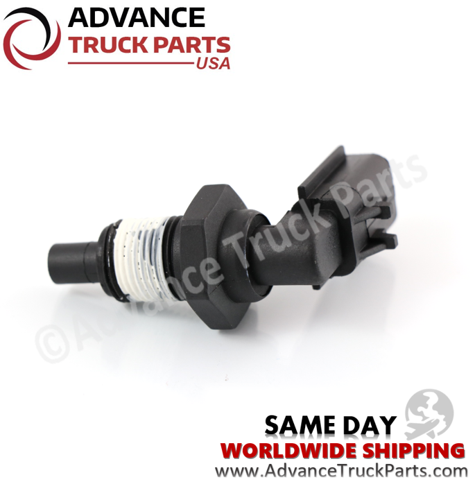 Advance Truck Parts Detroit Diesel temperature sensor displaying a horizontal studio profile highlighting the probe tip and connector housing on a branded background