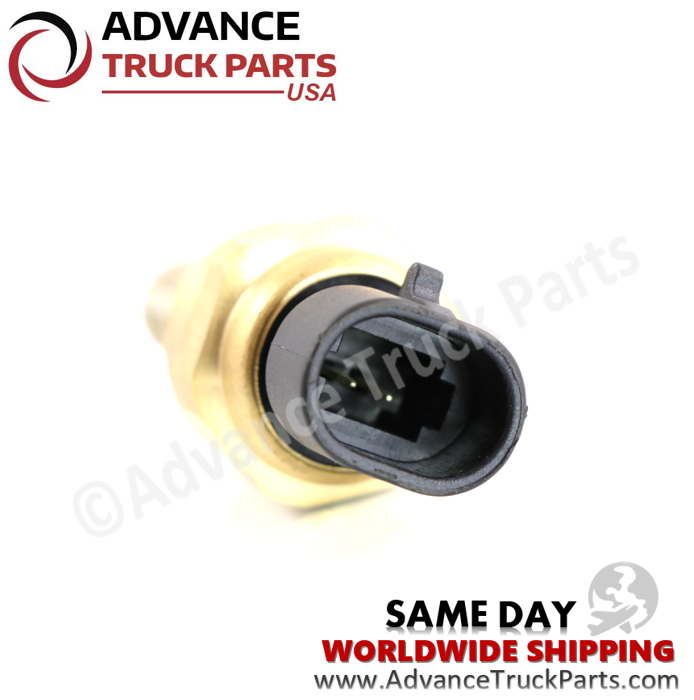 Advance Truck Parts USA Dodge Ram intake air temperature sensor end-on view highlighting 2 electrical contact pins inside the black polymer connector shroud