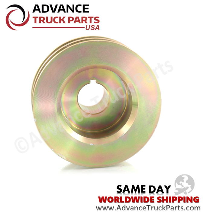 Advance Truck Parts USA alternator pulley displaying a frontal studio perspective highlighting the keyway and center shaft bore 
