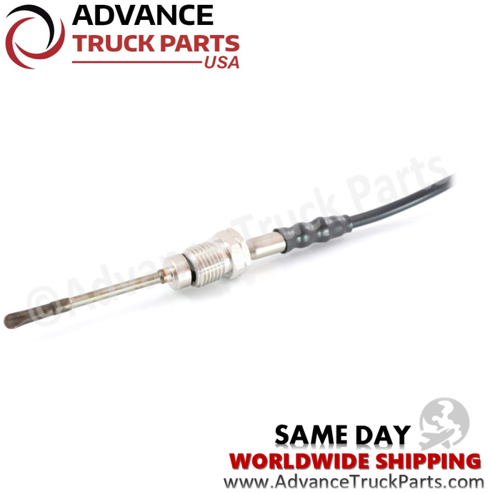 Advance Truck Parts USA branded studio detail view of the threaded mounting nut and probe tip on the exhaust gas temperature sensor