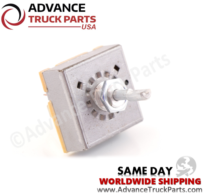 Advance Truck Parts USA Mack truck fan blower A/C switch displaying a side view of the housing and terminal configuration
