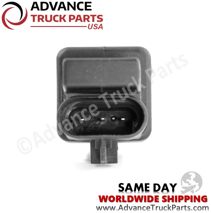 Advance Truck Parts USA branded studio top-down perspective displaying the replacement fluid level sensor featuring the oval female connector housing and internal 3-pin electrical terminals