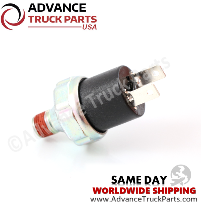 Advance Truck Parts USA branded studio view of the air pressure switch showing the threaded port and locking compound