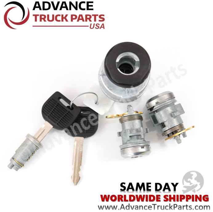 Advance Truck Parts USA Freightliner Cascadia M2 ignition switch, lock cylinder, and key set assembly